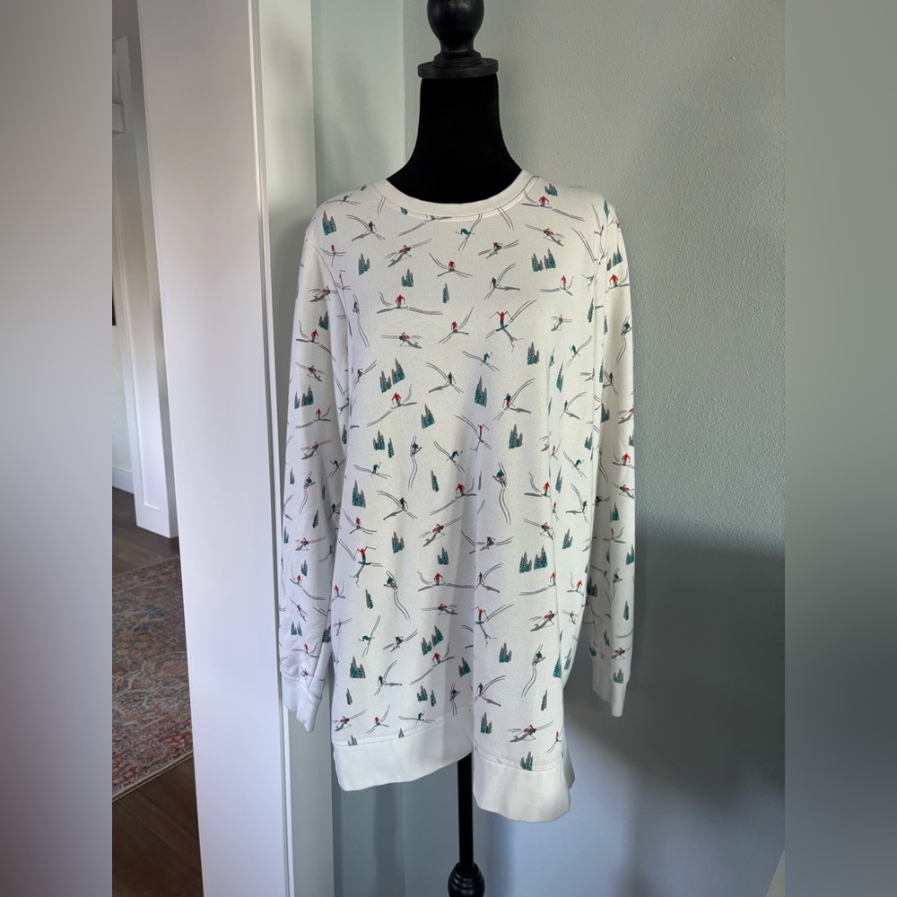Lands’ End vintage crewneck ski print sweatshirt oversized women’s small/kids L